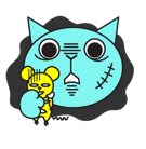 Facebook sticker Blue Cat #14