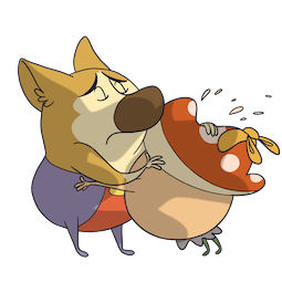 Little Mushroom and Chubby Wolf Facebook sticker #12